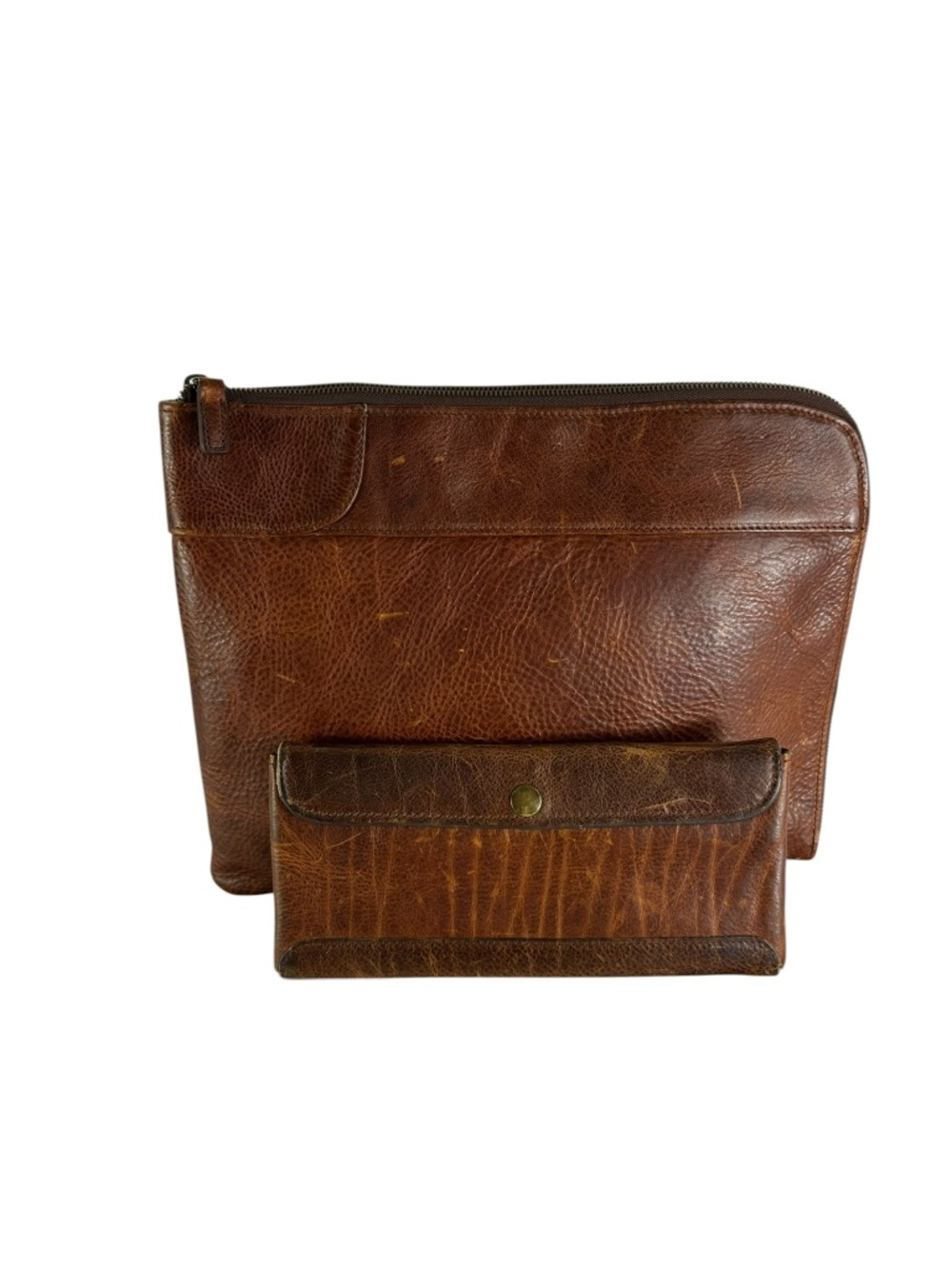 Nice Moore & Giles Brown Leather Genuine Portfolio Case & Matchin Long Wallet